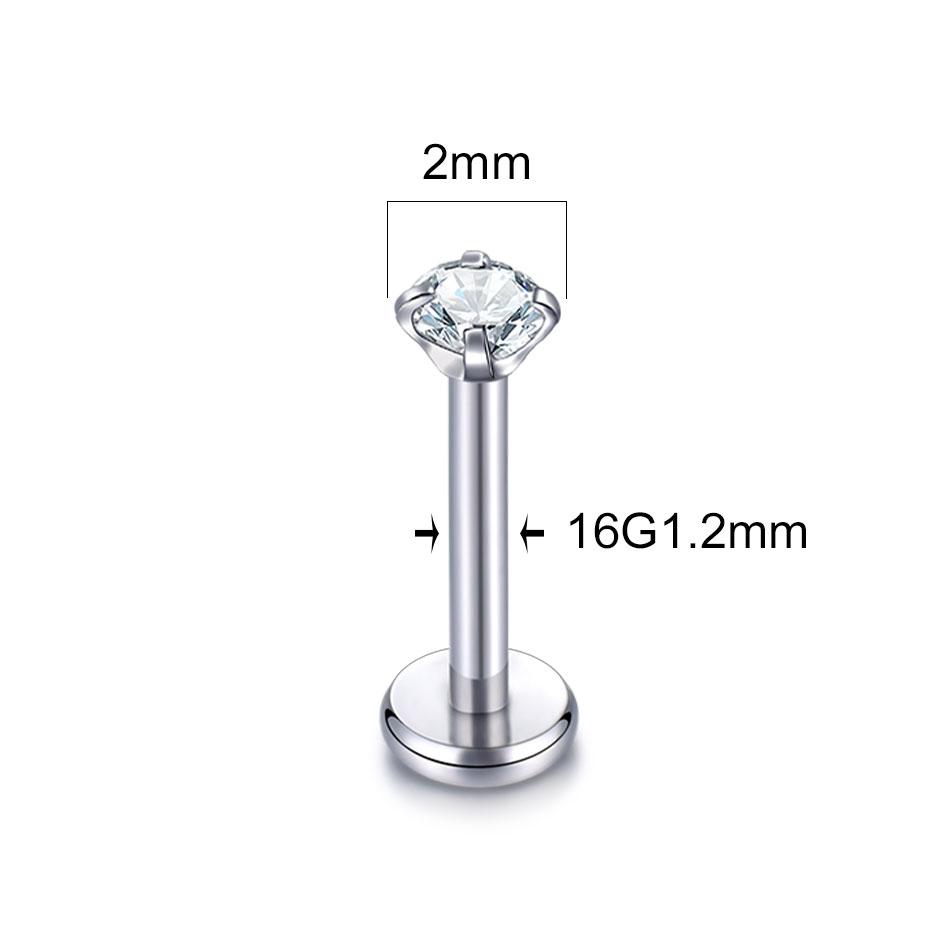 1pcs ASTM F136 Titanium Labret Piercing 2/3/4/5mm Zircon Ear Cartilage Tragus Lobe Helix Stud Earrings Piercings Body Jewelry