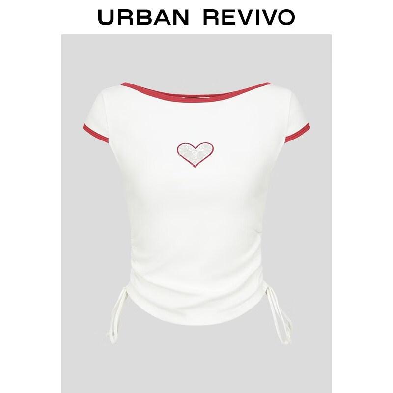 UR 2026 Women s Heart Lace Drawstring Slim T-Shirt L