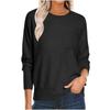 Women's Fashion Round Neck Pullover Sweater Casual Versatile Solid Color Knit Top
