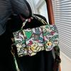 Animated Graffiti Bag for Women  Wide Strap  Small Shoulder Bag  Square  Crossbody  Phone Bag  Feminine Fashion  New Designer