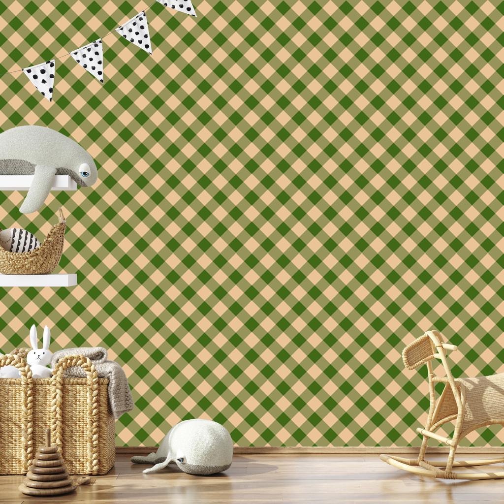 Christmas Autumn Plaid Wallpaper Yellow and Gold 50x1000