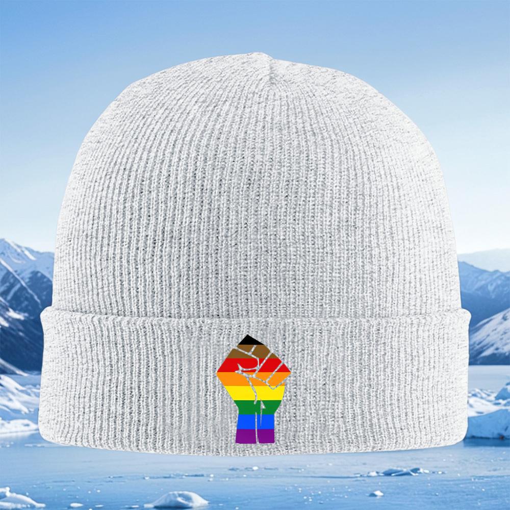 Pride hand symbol diverse stripes Men Women Unisex Knitted Hat Beanie Pullover Cap Winter Thermal Warm Christmas Outdoor Cycling