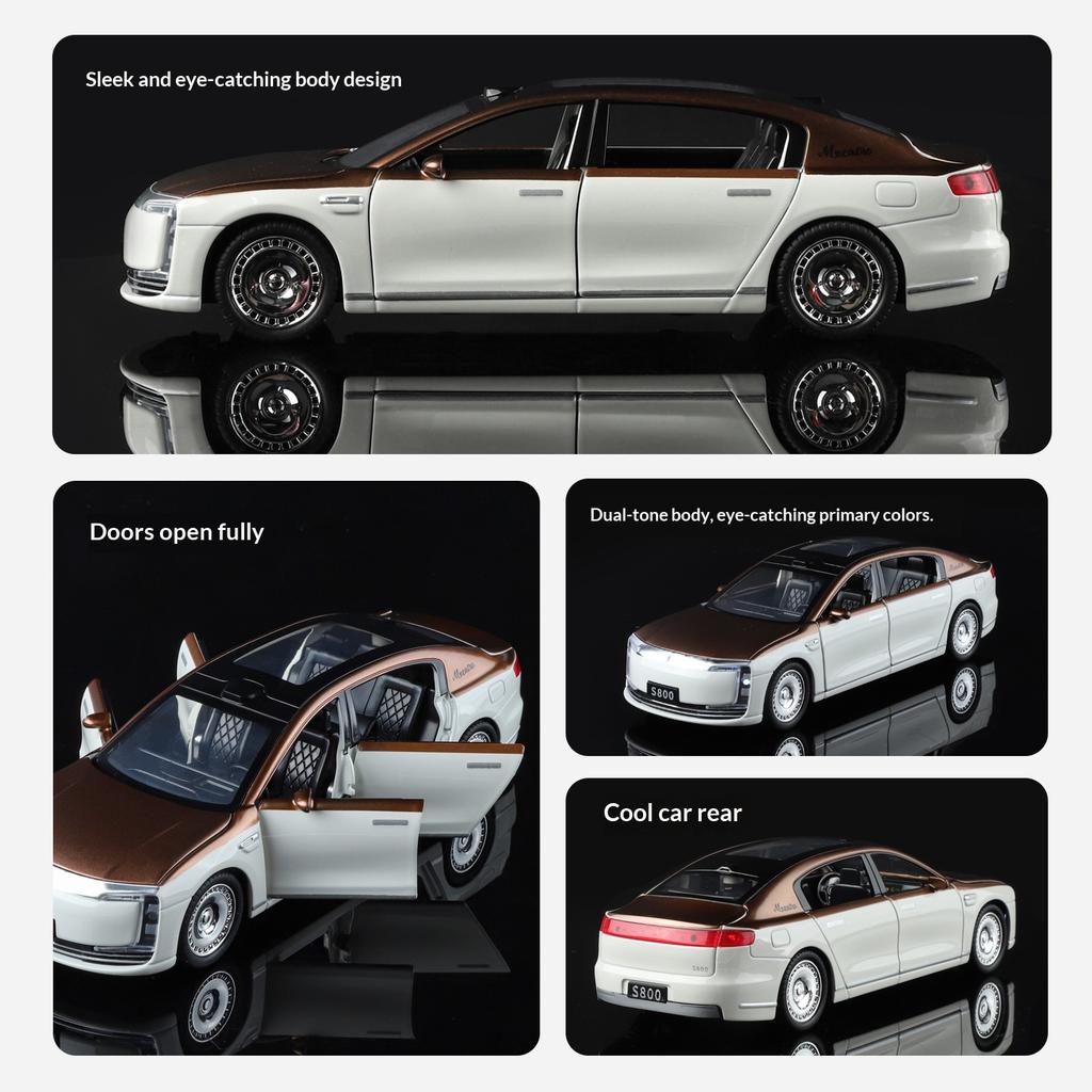 New Energy Vehicle 1/32 Scale S800 Model Toy Metal Die-casting Sound and Light Suitable for Children Over 3 Years Old Toy Car