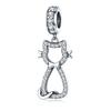 WOSTU 925 Sterling Silver Sweet Pink Cat Claw Charms Love Heart Pet Animal Beads Fit Original Bracelet Bangle DIY Jewelry Making