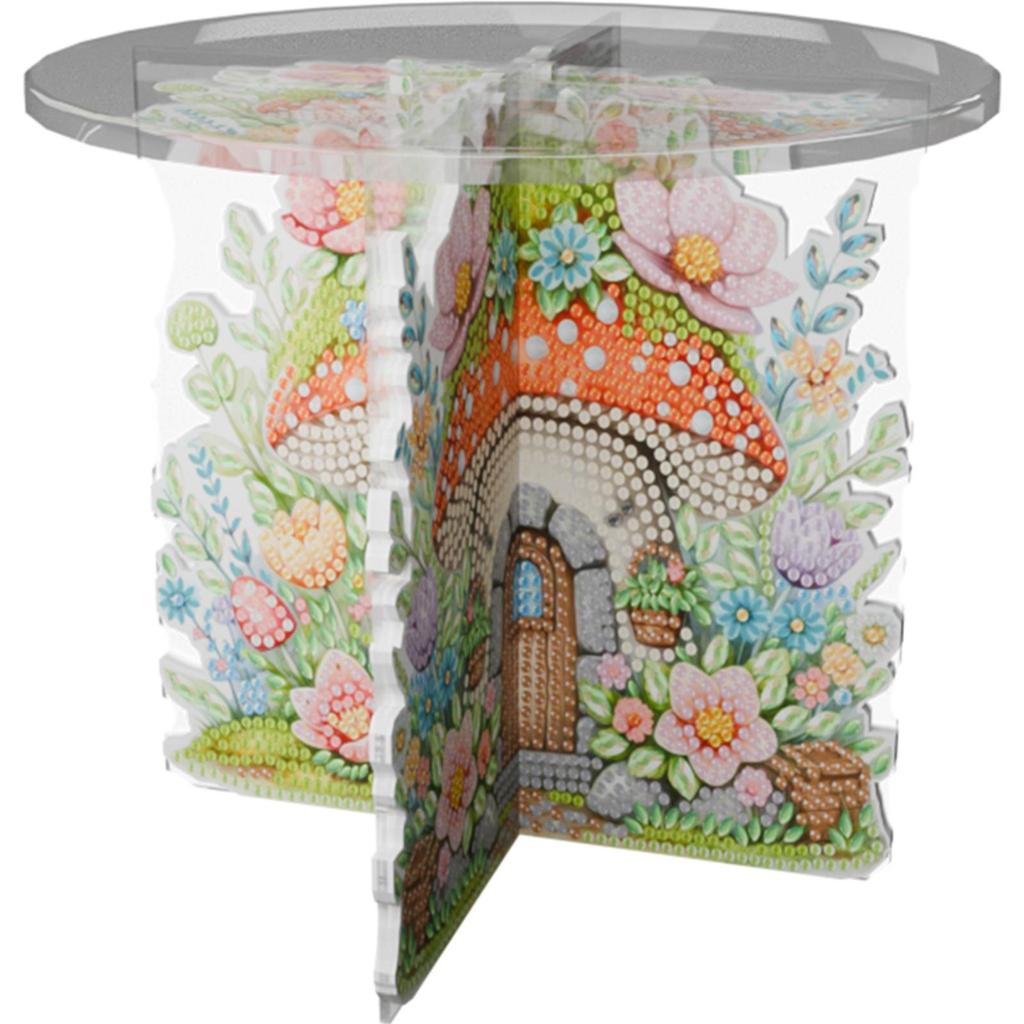 Acrylic Mushroom Diamond Art Potted Plant Holder Round Flower Pot Riser Diamond Painting Plant Corner Stand for Adults Beginners