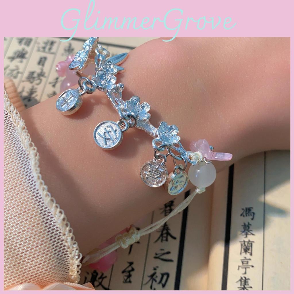Chinesestyle Chic Alloy Beaded Bracelet For Women Vintage Floral Jewelry Design