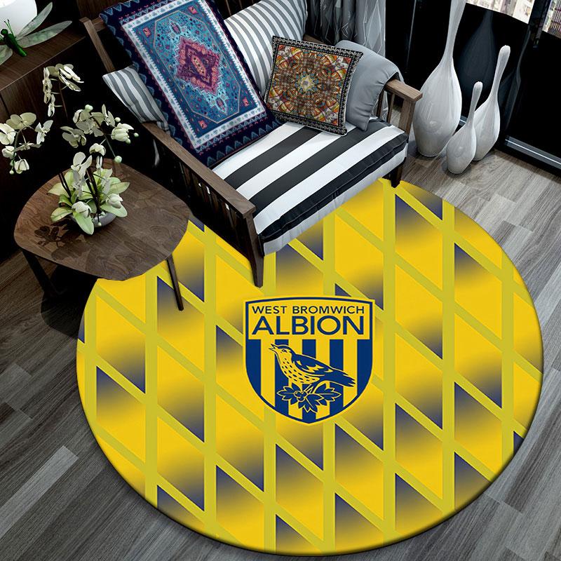 West Brom,Round Area Rug,Carpet Rug for Living Room Bedroom Sofa Playroom Decor,Non-slip Floor Mat