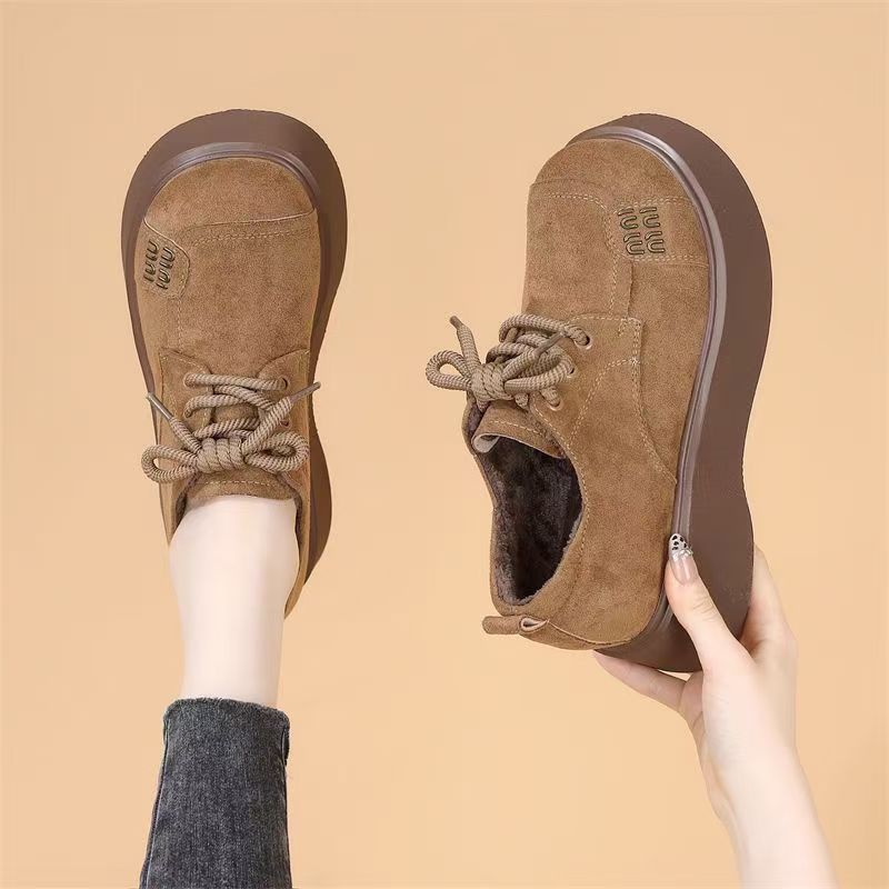 Thick-soled heightening women's winter velvet warm soft-soled lightweight and versatile women's shoes