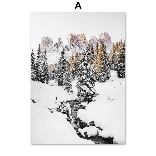 

Настенная картина на холсте, зимняя гора, сосновый лес, домашний медведь, лиса, плакаты на скандинавскую тему и принты, настенные панно для декора гостиной 21cm×30cm NoFrame