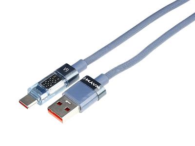 WAYME Microfiber Braided Charging and Sync Cable, 100cm, USB > USB-C, Max 66W with Display, Blue