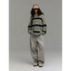 Saendeusaundeu (Unisex) Wool Blend Striped Pullover Sweater Apple Green