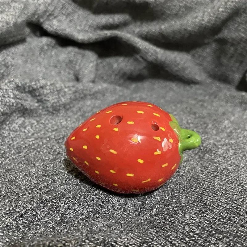 Strawberry Fruits Ocarina 6 Holes Creative Gradient Color Students Ceramics Handmade Ac Tone Orff Instruments For Beginners