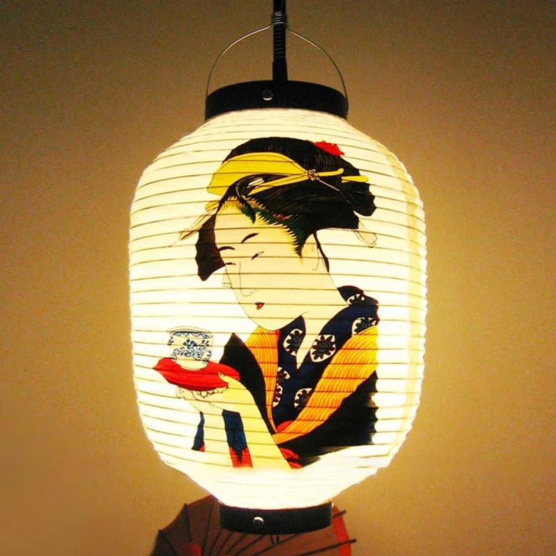 25x50cm Japanese Pvc Waterproof Lantern Geisha Hanging Korean Ramen Sashimi Cuisine Shop Restaurant Pub Decor Outdoor Lanterns