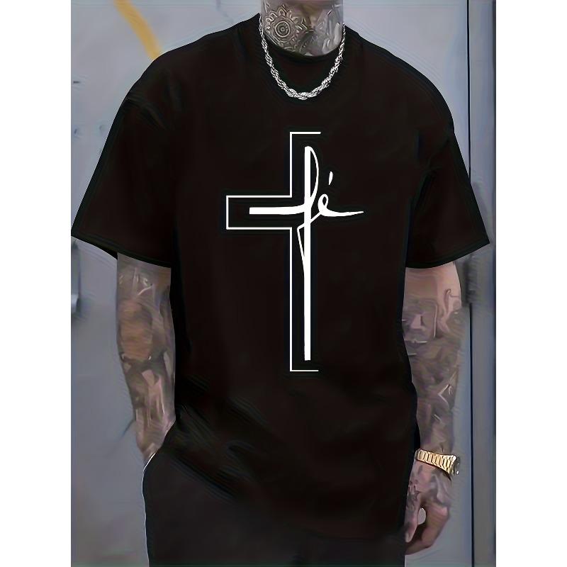 

European sizes Men s Short Sleeve T-Shirt with 2D All-Over Print Breathable Fabric - Round Neck Casual Summer Gym & Travel Wear, Smart-Casual Shirts 4XL чорний