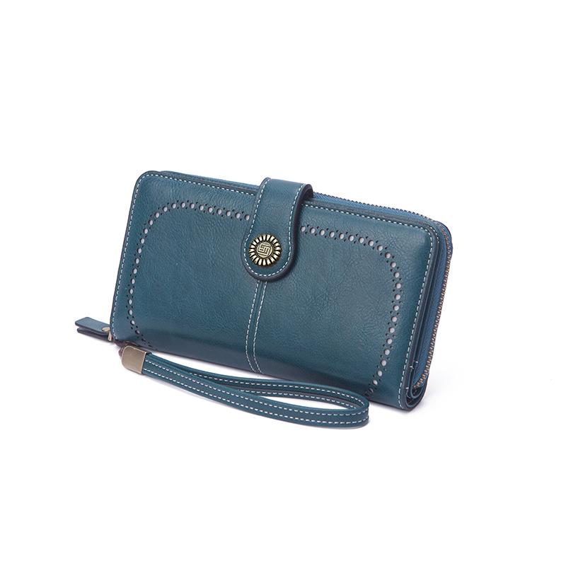 Oil Wax Leather Men's and Women's Wallets, Retro Wallets, Large Capacity, Long Change Bags, Multi-functional Cards