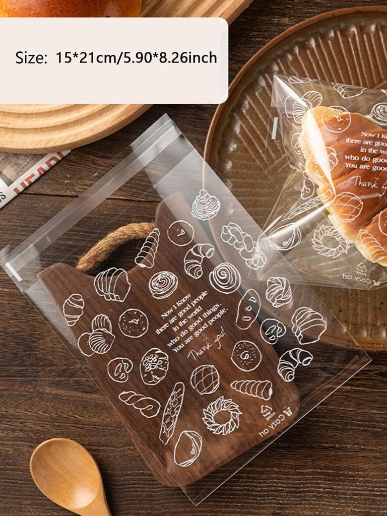 100 szt. - Drukowana samoprzylepna torebka na ciasto i pieczywo