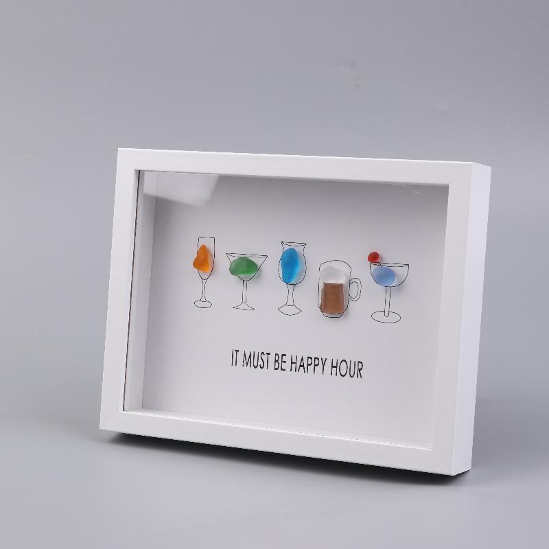 Sea Glass Art For Cocktail Parties Framed Handmade Sea Glass Wall Art Decor Artwork DIY Gift For Friends