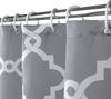 1pc Gray Polyester Shower Curtain with Metal Grommets & Plastic Hooks, Fabric Bath Curtain for Bathroom Window Door Curtain