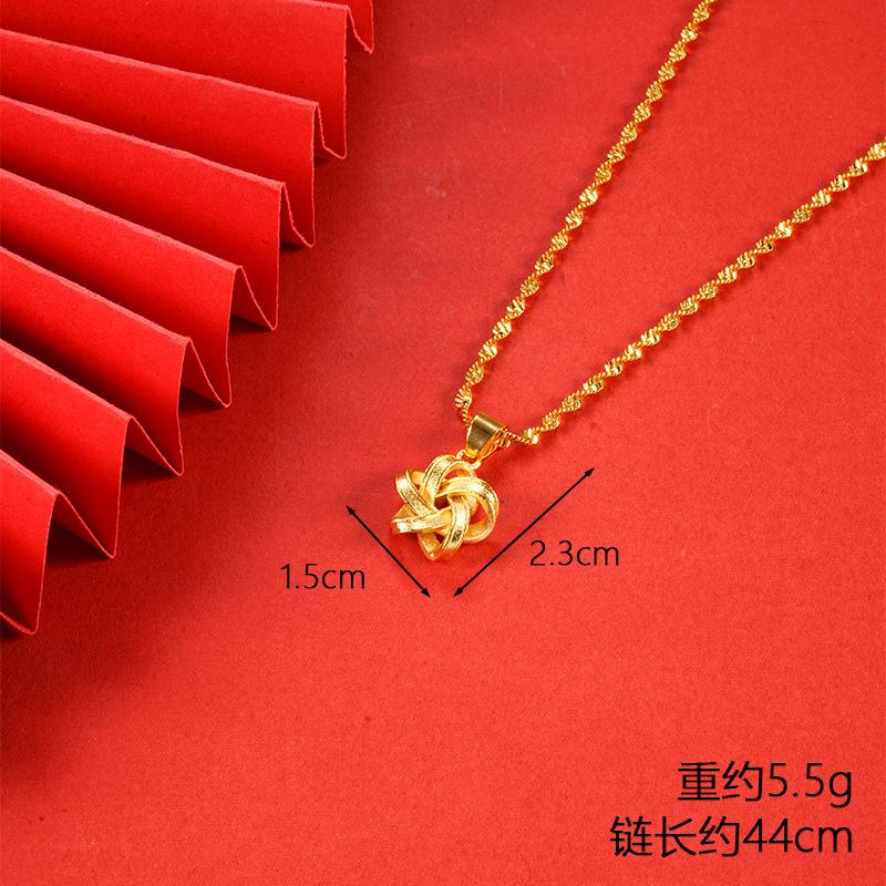 Vietnamese gold-plated necklace for women, long-lasting color, vintage heart-shaped imitation gold jewelry, copper alloy accessory, new clavicle