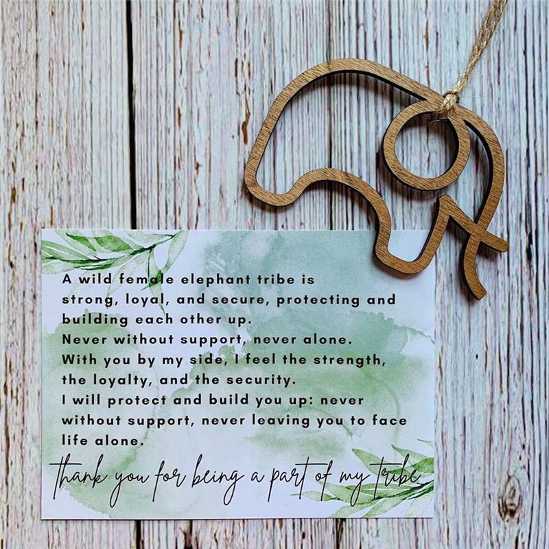 M-Modern-Elephant Postcard Pendant Home Decoration Wooden Pendant Elephant Friendship Pendant