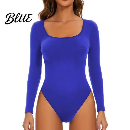 Slim Fit Bodysuit Women's Long Sleeve Thermal Fleece Square Neck Flattering Figure Warm Base Layer