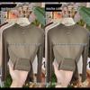 2024 Koreanischer Stil Damen Slim Fit Halbochgeschlossener Hals Verdicktes Langarm-Basisschicht-Oberteil