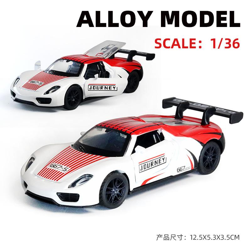 AAZN1 [Boxed] 1:36 Alloy Racing Model Boy Three Doors Pull Back Graffiti Car Gift Wholesale Cross-border