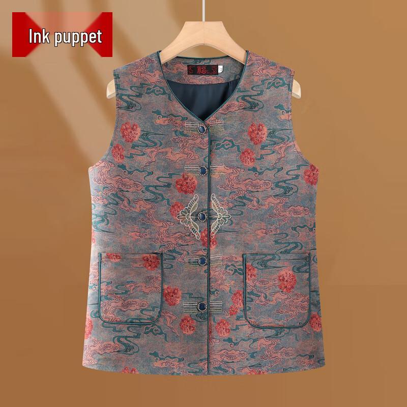 

Женский жилет на пуговицах в китайском стиле для женщин среднего возраста 4XL