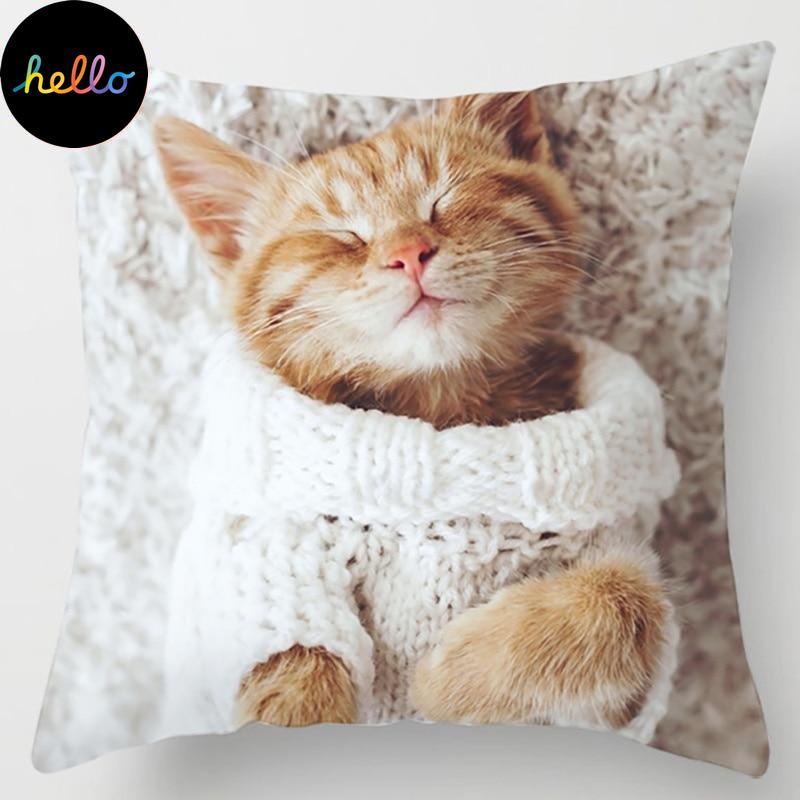 18 Inch Cat Collection Pillowcase Home and Office Decor Square Pillowcase