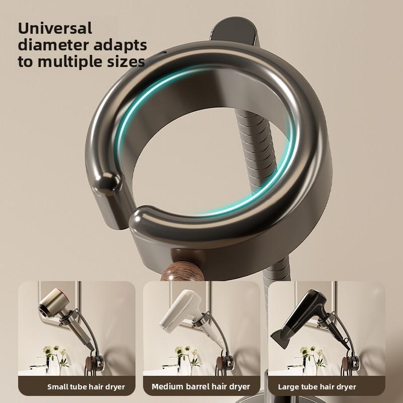 Plastic Wall Mount Hair Dryer Holder With Rotating Design For Bathroom Convenience