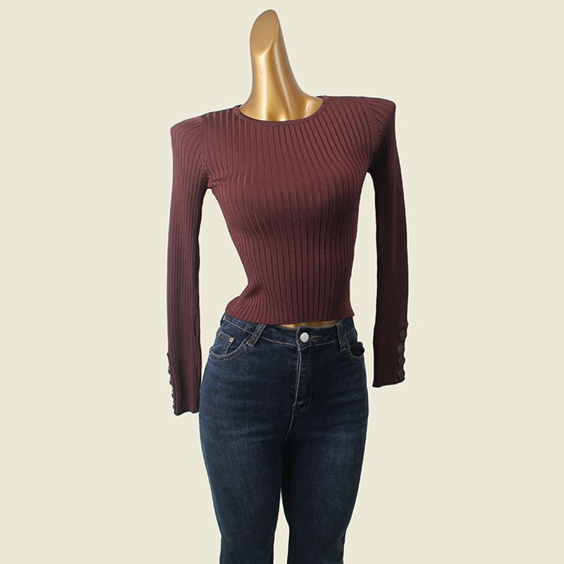 Australia Accessible Luxury Brand O-neck Short Bottoming Shirt Export Fashion Retro Metal Buckle Silm Pullover Inner Wear