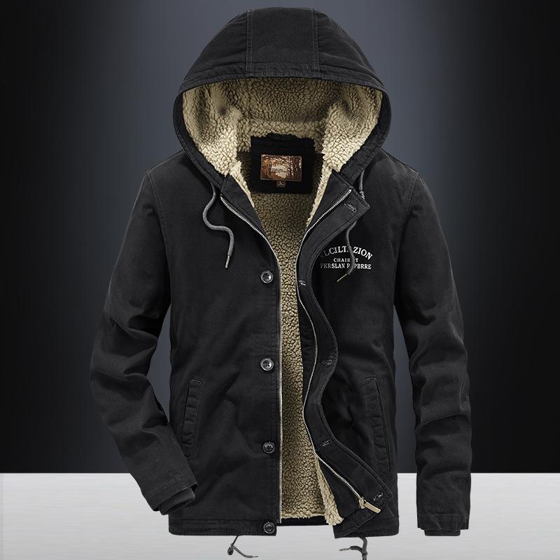 Autumn and Winter New Men's Hooded Cotton Clothes, Warm and Windproof Cotton-padded Clothes