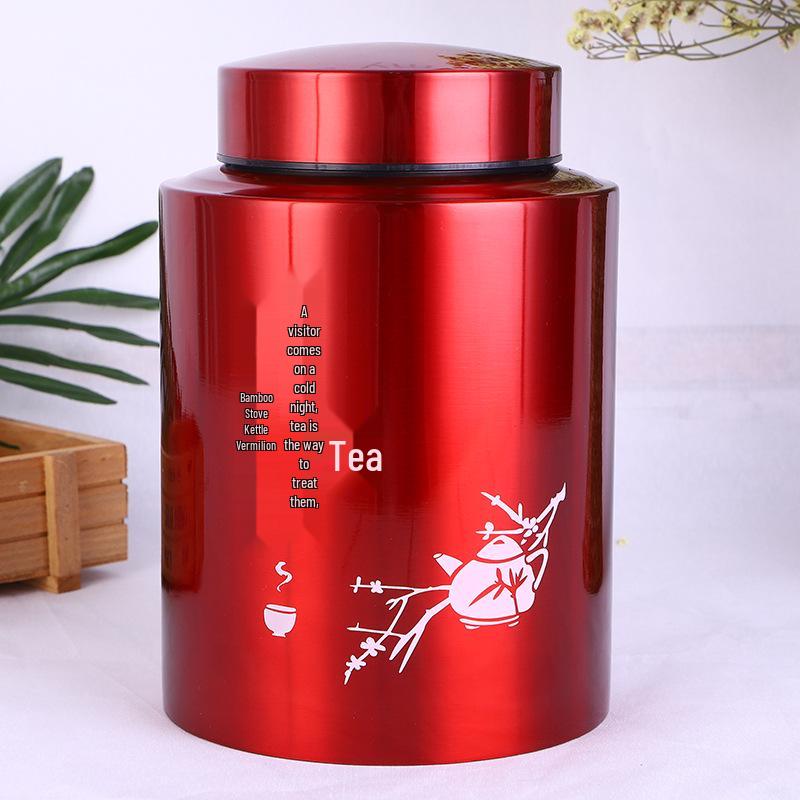 Engraved Stainless Steel Tea Storage Jar for Black, Green, and Flower Tea - Sealed Gift Packaging