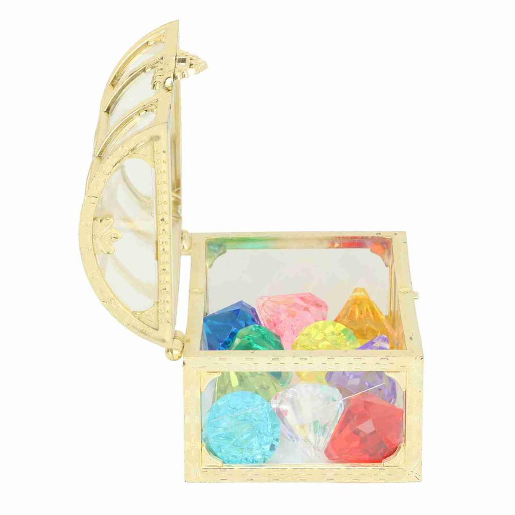 10PCS Diamonds Diving Toy Acrylic Golden Box Colorful Underwater Gem Pool Toys for Boys and Girls