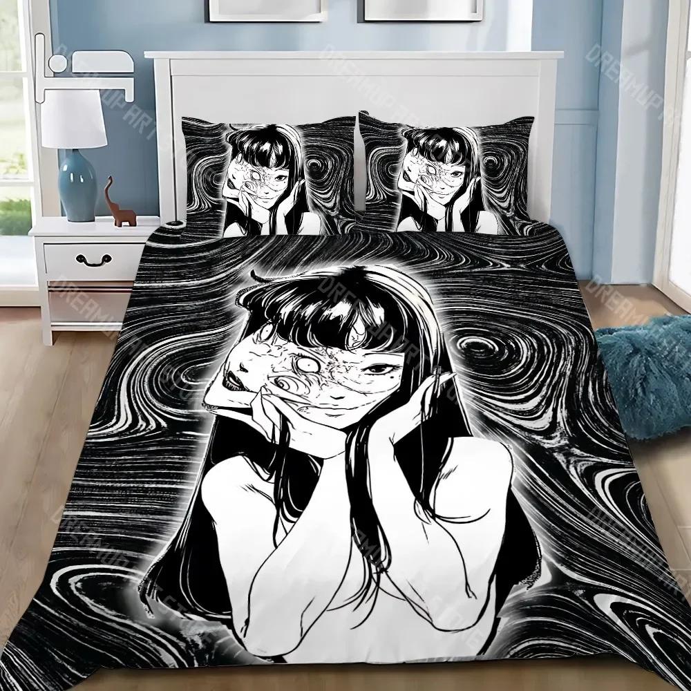 Thriller Manga Duvet Pillowcase Bedding Set Boy Junji Ito Tomie Girl Bedroom Decoration Children Gift Single Double Large Size