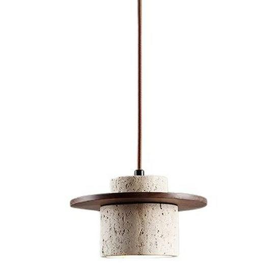 Yellow Travertine Wabi-Sabi Style Pendant Light for Bedroom, Restaurant, or Bar