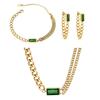 Elegant Multi-Color Zircon Necklace, Bracelet, and Earring Set: Double-Layered Luxury Women's Jewelry