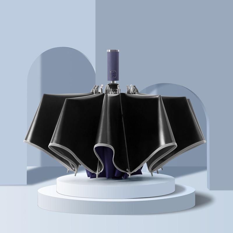 10 bone reverse vinyl fabric sunscreen umbrella color scheme handle three fold men's business umbrella set