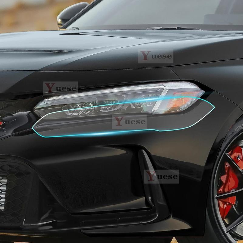 For Honda Civic Type R  2024 2 Pcs Car Headlight Protective Film Transparent Smoked Black TPU Sticker
