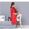 Autumn and Winter Genuine Leather Women's Mid-length Slim Fit and Cotton Thickened Thin Trench Coat