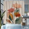 1Pc Modern Floral Shower Curtain – Pink Orange Red Leaves, 2D Flat Print, Mildew-Resistant Polyester, 72"X72", W/12 Hooks