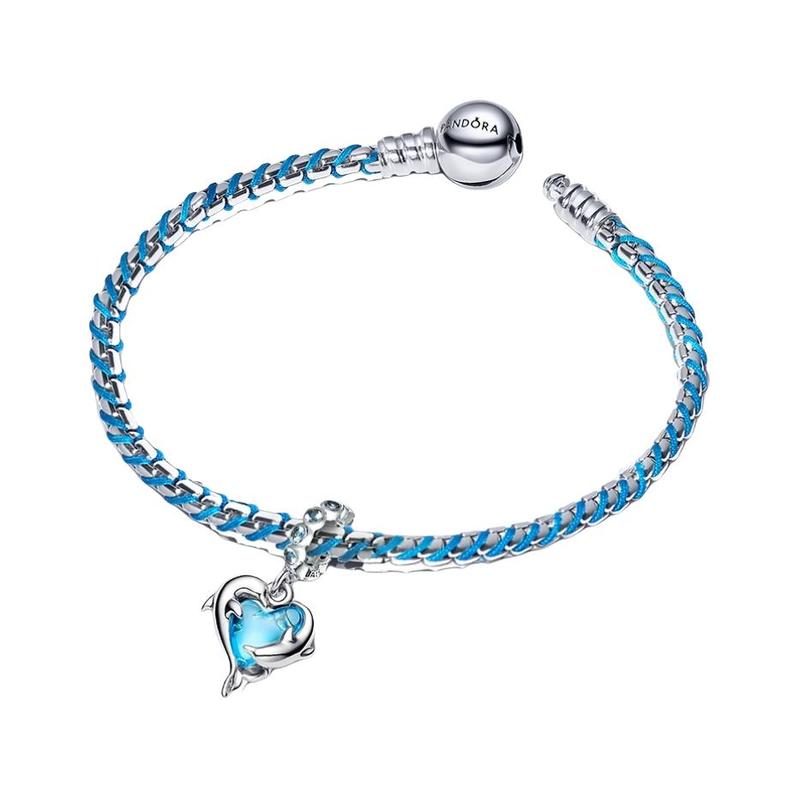Pandora Fresh marine animal dolphin 925 silver glass bracelet women s blue PWPTMZT3137 синий