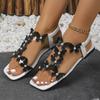 Fashion Shiny Rhinestone Butterfly Flat Sandals for Women Summer 2025 Comfort Non Slip Beach Shoes Woman Square Toe White Dress Sandals