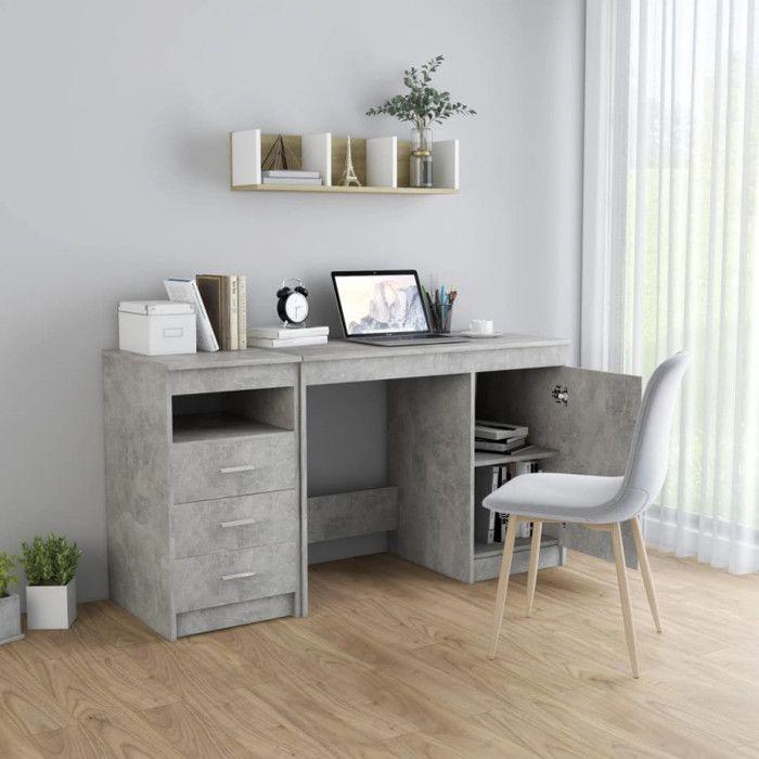 VidaXL Bureau Gris béton 140x50x76 cm Aggloméré