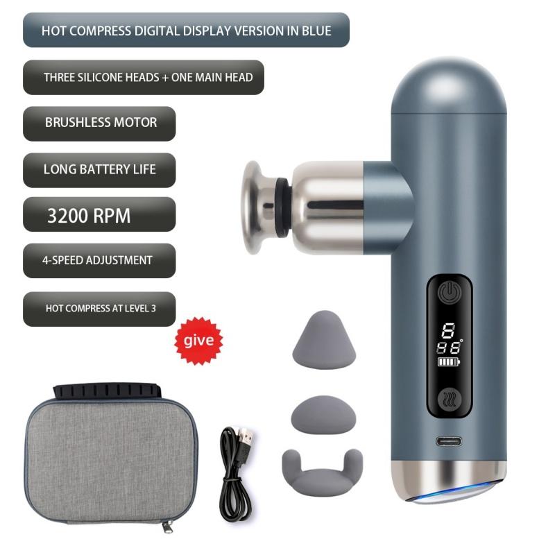 

New Massage Gun Brushless Motor Percussion Deep Tissues Electric Handheld Portable Massager Relaxation Relief Body Muscle Type C Charge