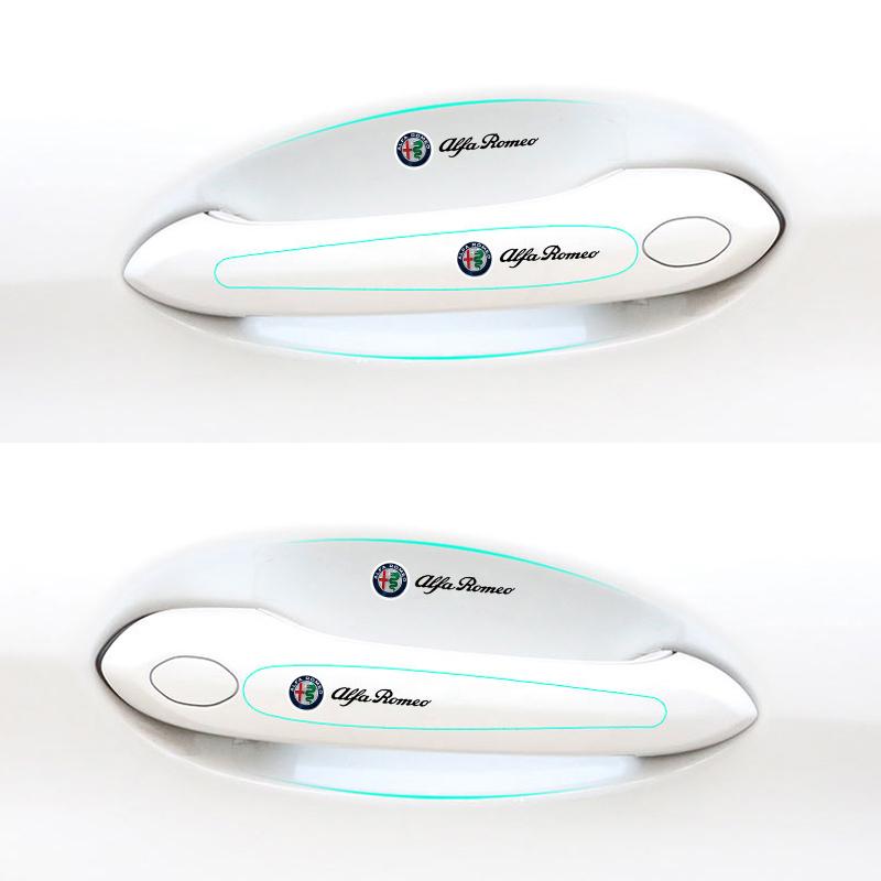 8Pcs Car Stickers Door Handle Bowl Anti Scratch Protective Films For Alfa Romeo Giulia MiTo 147 156 159 Stelvio Giulietta Brera