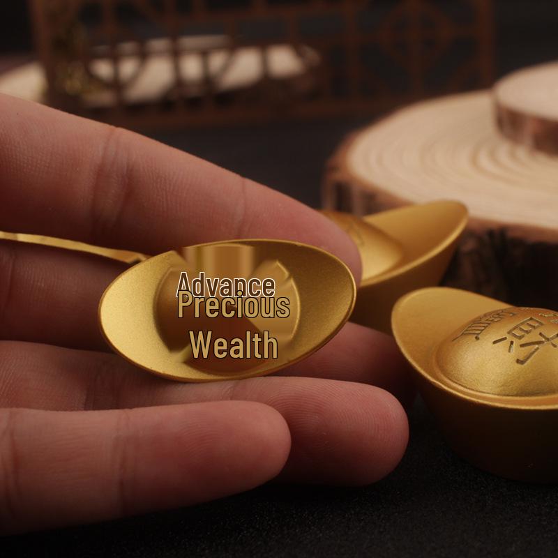 Heart-Shaped Rotatable Sand Gold Alloy Ingot Desktop Decor