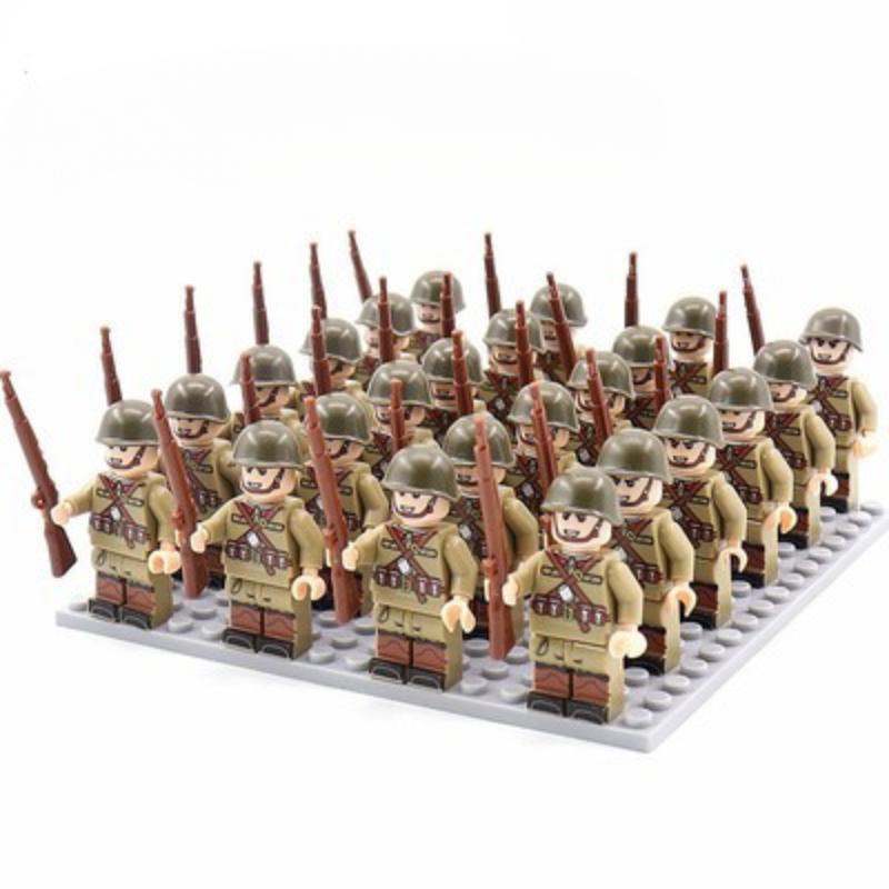 24 STÜCK/SET Zweiter Weltkrieg Militärsoldaten Gewehr Waffen Pistole Figuren Teile Bausteine Montage DIY Modellbau Bausätze Spielzeug