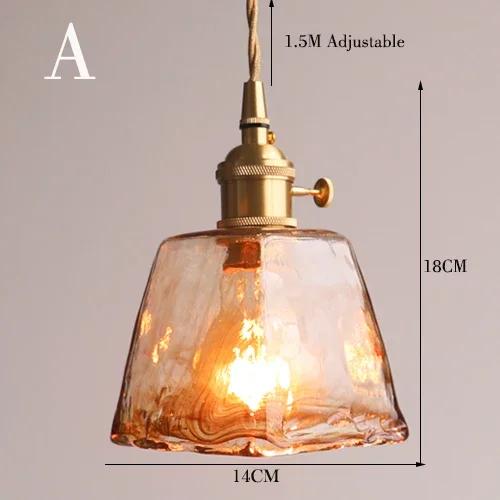 Retro Restaurant Chandelier Amber Glass LED Chandelier  Kitchen Bedside Home Decoration Indoor Lighting Ceiling Pendant Lamp
