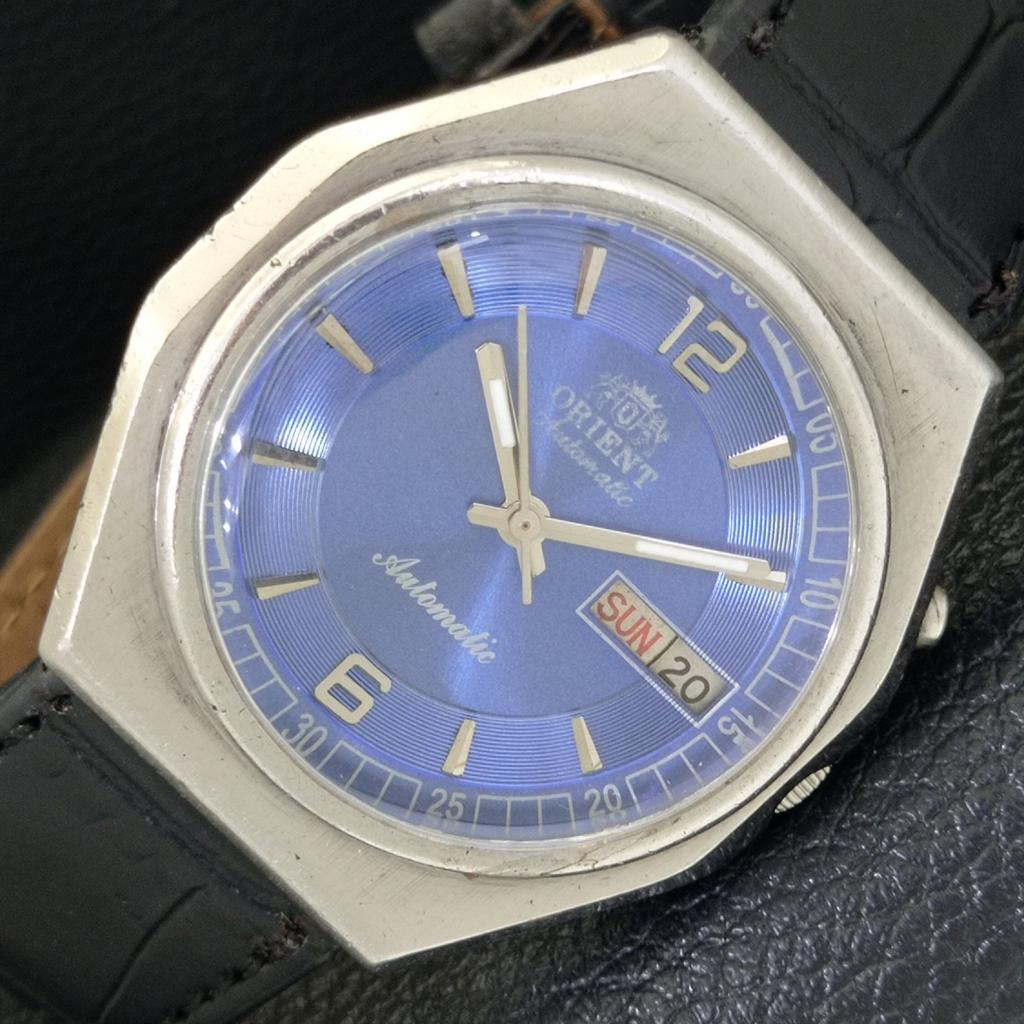 JAPAN VINTAGE ORIENT AUTOMATIC 46941 MENS BLUE COLOR DIAL WATCH a500734-5 R154-a500734